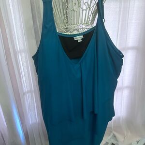 Avenue Asymmetrical Blue Tank Top with Elegant Design